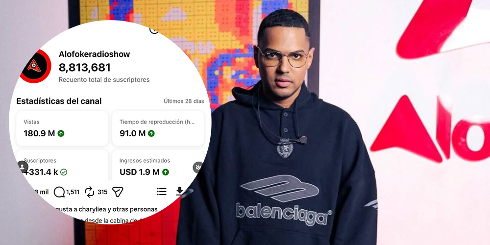 Alofoke rompe récords en YouTube: supera los 180 millones de vistas y genera más de 1.9 millones de dólares