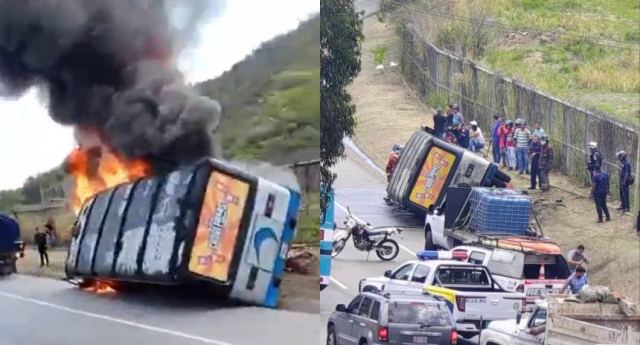 Autobús se incendia en la autopista Francisco Fajardo a la altura de Mamera y deja un herido