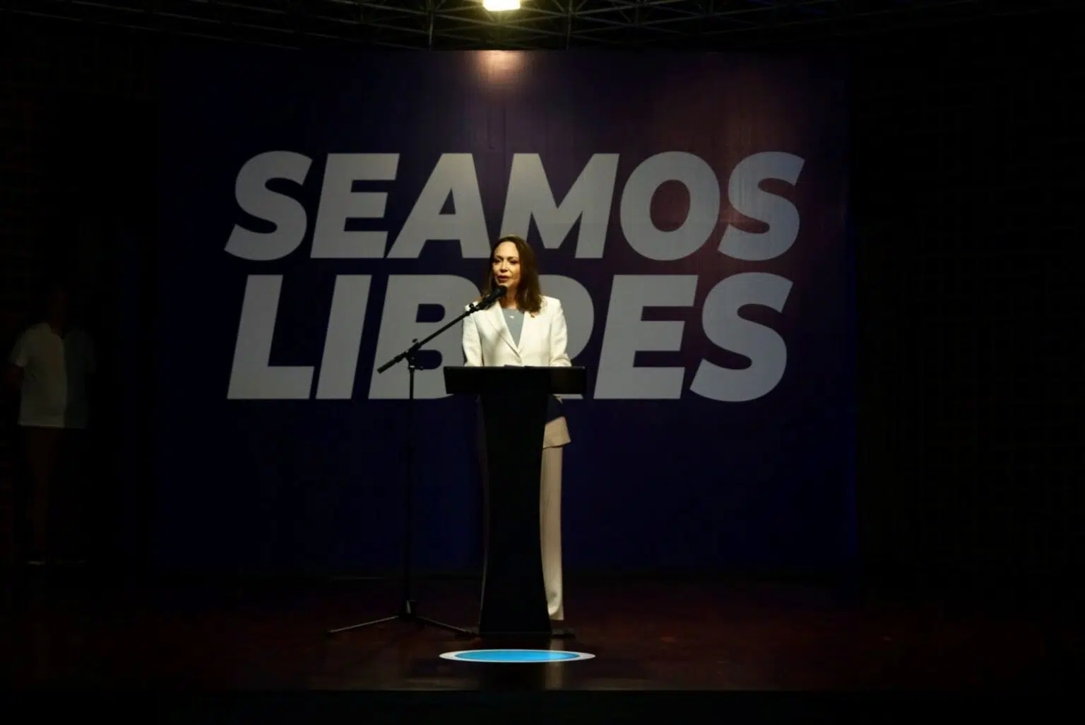 María Corina Machado, líder opositora y Nobel de la Paz, en su primera rueda de prensa en Venezuela