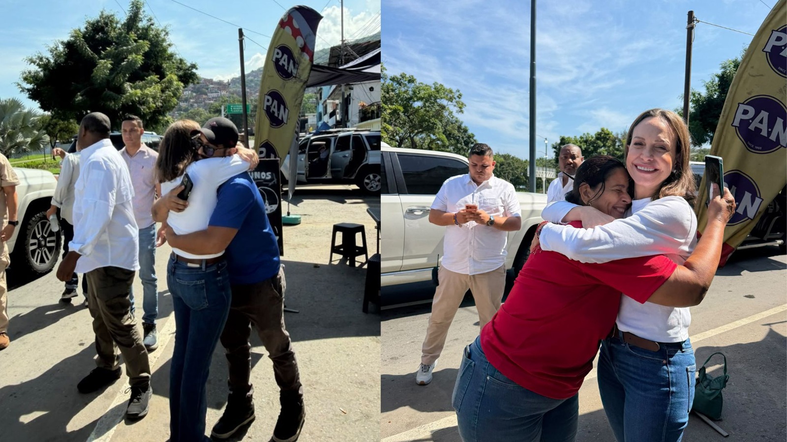 María Corina Machado durante su visita a La Guaira tras los terremotos de junio
